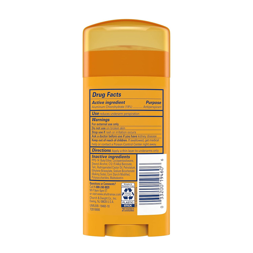 ARM & HAMMER ULTRAMAX Anti-Perspirant Deodorant Invisible Solid Unscented 2.60 oz (6-Pack)
