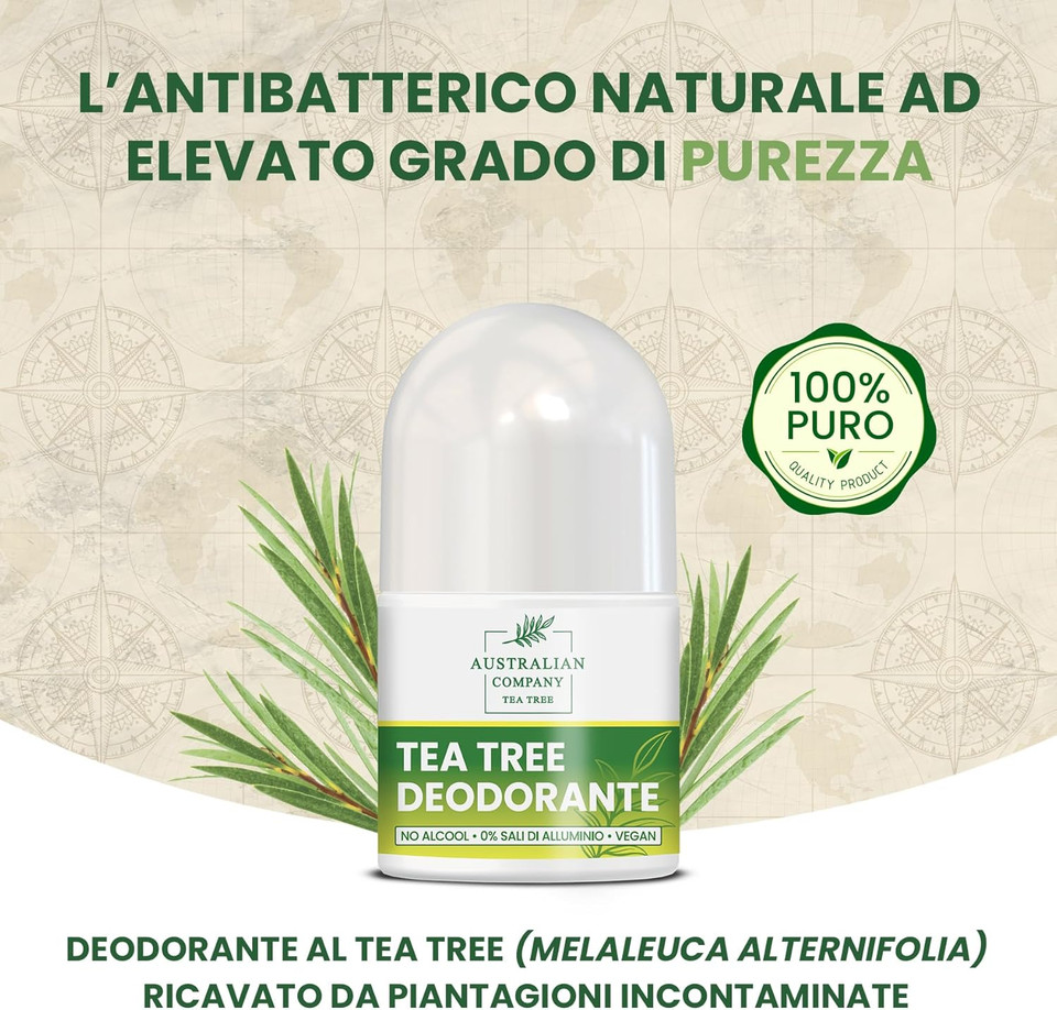 Tea Tree Roll-On Deodorant 50 ml - Cleansing - Australian Company