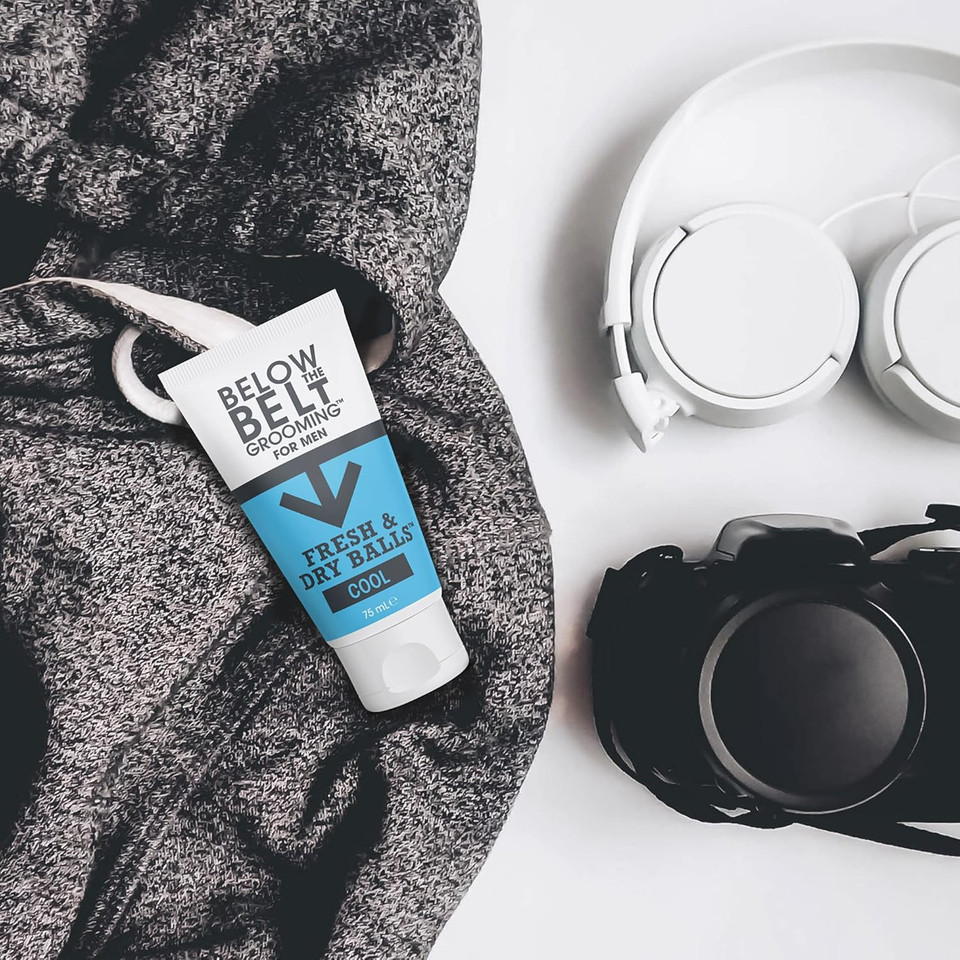 Below The Belt Grooming Fresh & Dry Ball, Intimate Deodorant and Anti Chafing Cream For Men, Protects against Sweat, Odour and Chafing, Fresh Scent 3 x 75ml