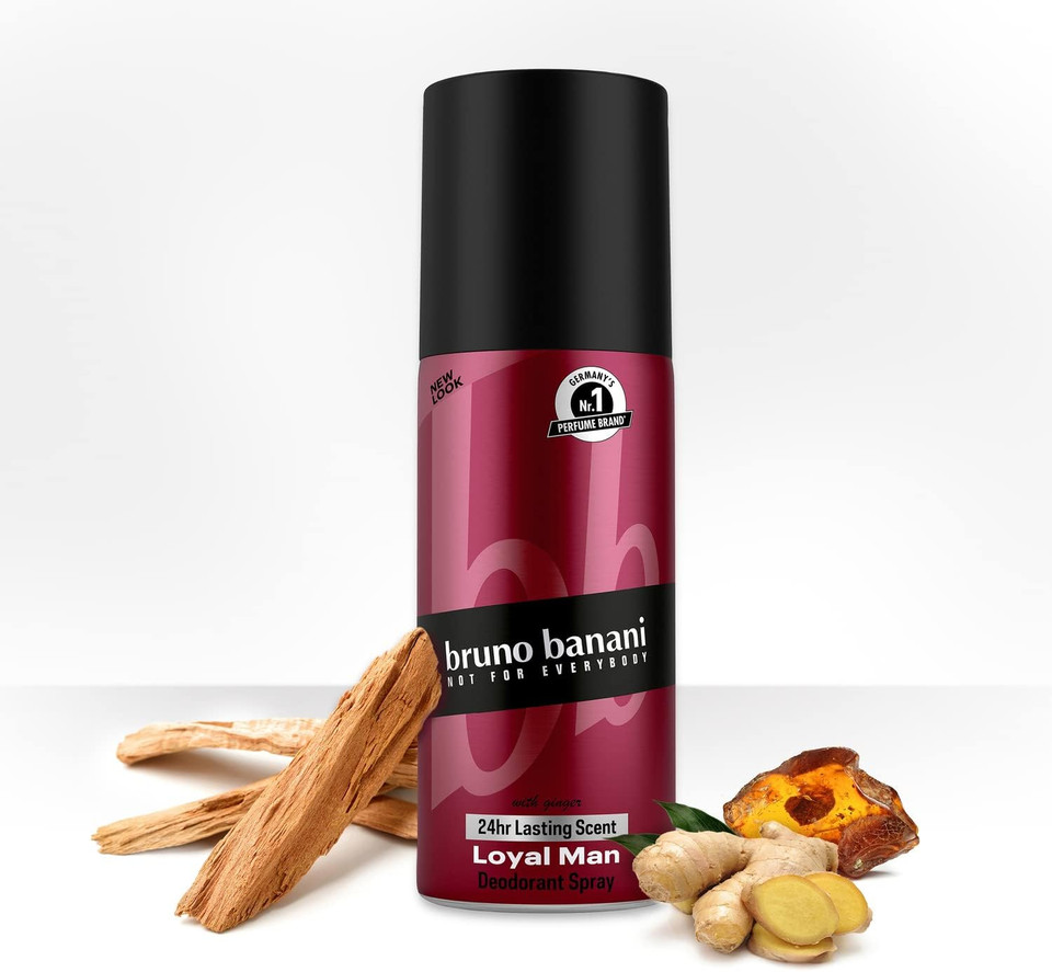 bruno banani Loyal Man Deodorant Body Spray with Aromatic Woody Men's Fragrance, 24 Hours Long-Lasting, 150 ml
