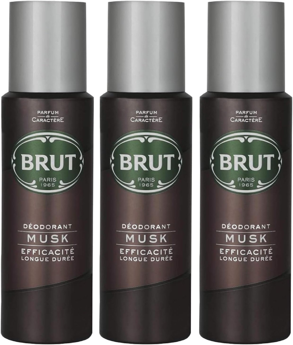 Brut Deodorant Body Spray Musk Long Duree 200ml THREE PACK