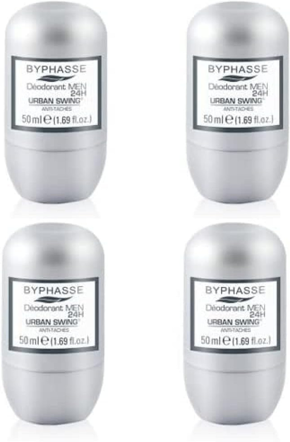 Byphasse Pack of 4 Men's Deodorant 24 Hours 50 ml for All Skin Types Byphasse Pack of 4 Men's Deodorant 24 Hours 50 ml for All Skin Types