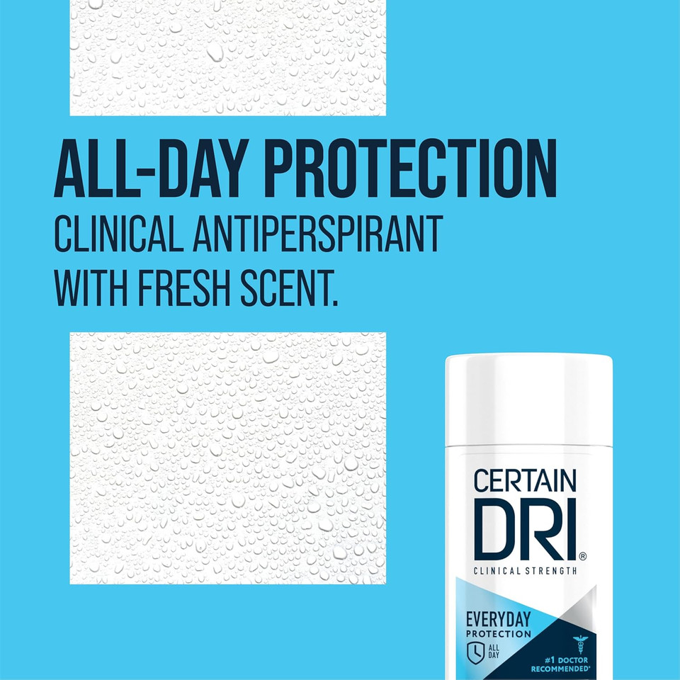 Certain Dri Antiperspirant Deodorant | Everyday Strength Clinical | All Day Protection Against Odor and Sweating | Solid | 2.6 oz