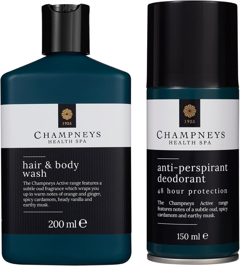 Champneys Body Duo, Anti-Perspirant Deodorant 150 ml, Hair & Body Wash 200 ml