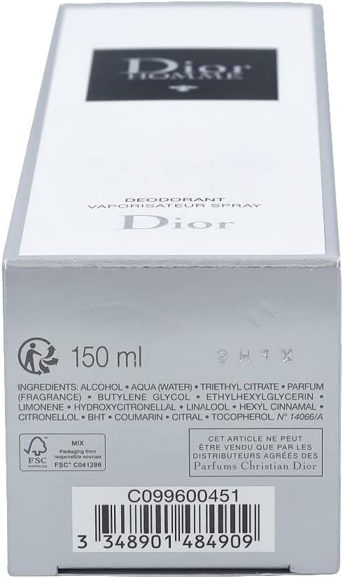 Christian Dior Unisex Desodorante DIOR HOMME DEODORANT 150ML, Black, One Size UK