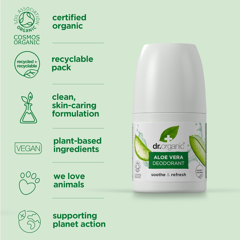 Dr Organic Lavender Deodorant, Aluminium Free, Mens, Womens, Natural, Vegan, Cruelty-Free, Paraben & SLS-Free, Recycled & Recyclable, Certified Organic, 50ml, Packaging may vary