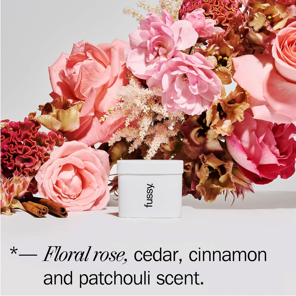 Fussy - Natural Refillable Deodorant - Aluminium Free - 24 hour protection - Floral Scent and Blush Pink Case - Cedar, Cinnamon and Patchouli - Vegan & Cruelty Free - 100% Natural & Effective