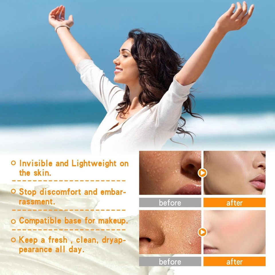 2 pieces antiperspirant face, sweat absorbing face lotion, face sweat blocker, anti-sweat against heavy sweating on the face, forehead and scalp and oily face control, for men and women