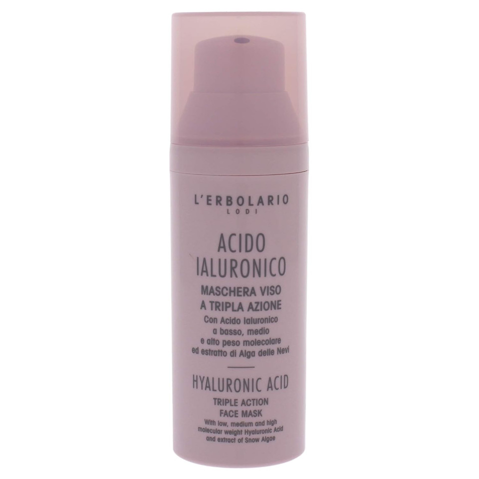 L'Erbolario Hyaluronic Acid Triple Action Face Mask - Creamy Texture Treatment - Leaves Skin Compact, Moisturized And Surprisingly Radiant - With Hyaluronic Acid And Extract Of Snow Algae - 1.6 Oz