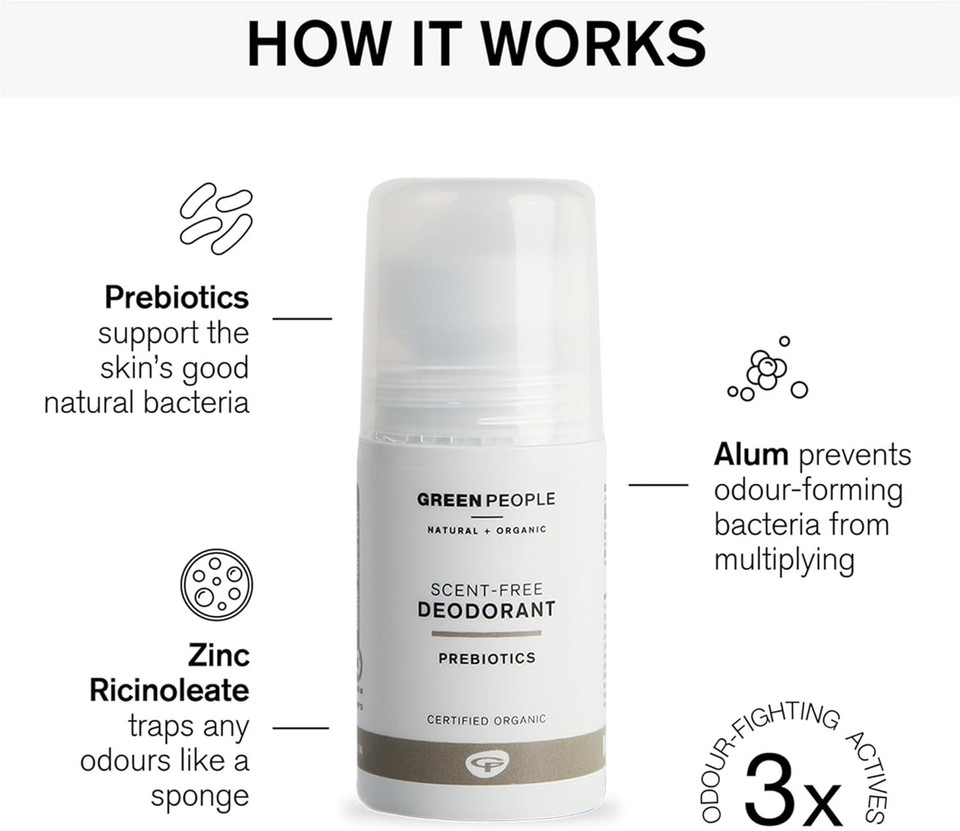 Green People Scent Free Deodorant - With Prebiotics, Suitable for Sensitive Skin - Organic, Cruelty Free & Vegan, 75ml