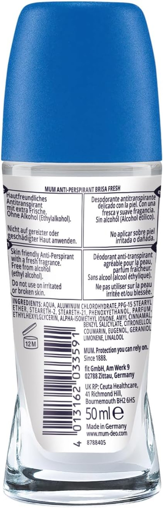 Mum Unperfumed Roll On Deodorant, 48 Hours Plus Protection, Alcohol Free Womens Mens Deodorant, Anti-Perspirant, Vegan, Sustainable Glass Bottle, Fragrance Free, 50 ml, Pack of 6 Mum Unperfumed Roll On Deodorant, 48 Hours Plus Protection, Alcohol Free Womens Mens Deodorant, Anti-Perspirant, Vegan, Sustainable Glass Bottle, Fragrance Free, 50 ml, Pack of 6