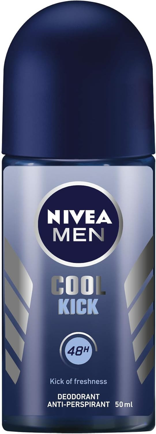 NIVEA MEN Cool Kick Roll-on 6 x 50 ml, Men's Deodorant for Effective Protection 72h, Anti-Perspirant Deodorant Roll-on Alcohol-Free and Dermotested with Fresh and Revitalising Fragrance