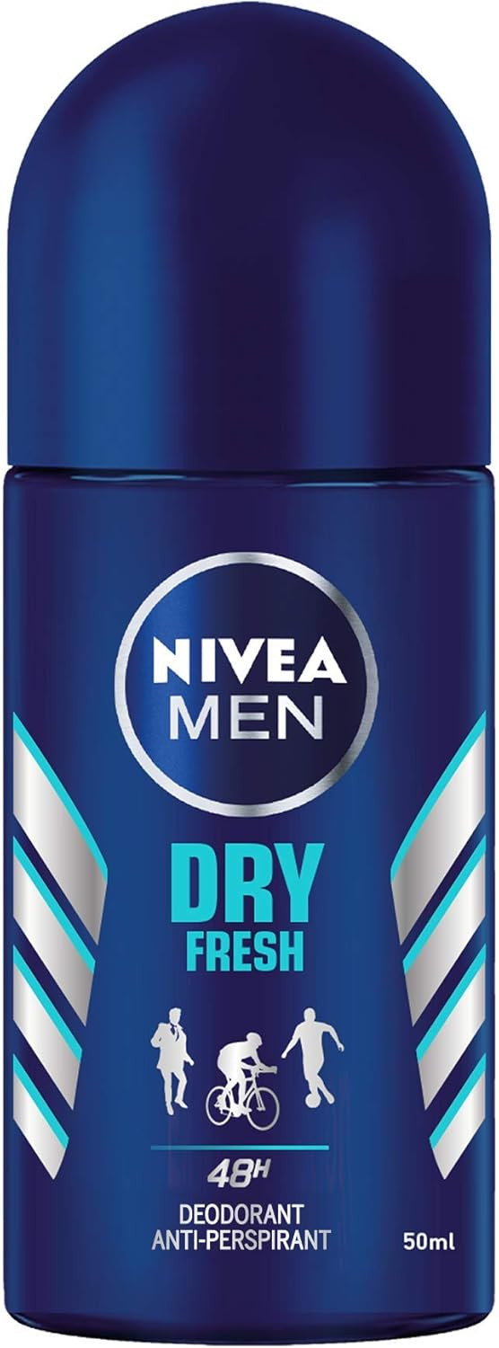 NIVEA MEN Dry Fresh Roll-on Deodorant 6 x 50 ml, Men's Air Freshener with Dual Active formula, Anti-breathable deodorant for 72 h intense freshness on the skin