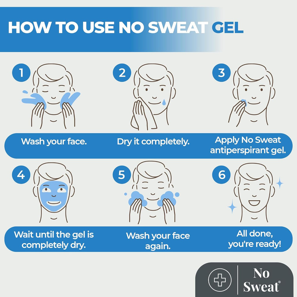 No Sweat Antiperspirant Gel 50 ML - Suitable Usage For Face-Neck-Nape Helps Prevent Excess Facial Sweating and Facial Shining-Suitable For Active Work and During Gym No Sweat Antiperspirant Gel 50 ML - Suitable Usage For Face-Neck-Nape Helps Prevent Excess Facial Sweating and Facial Shining-Suitable For Active Work and During Gym