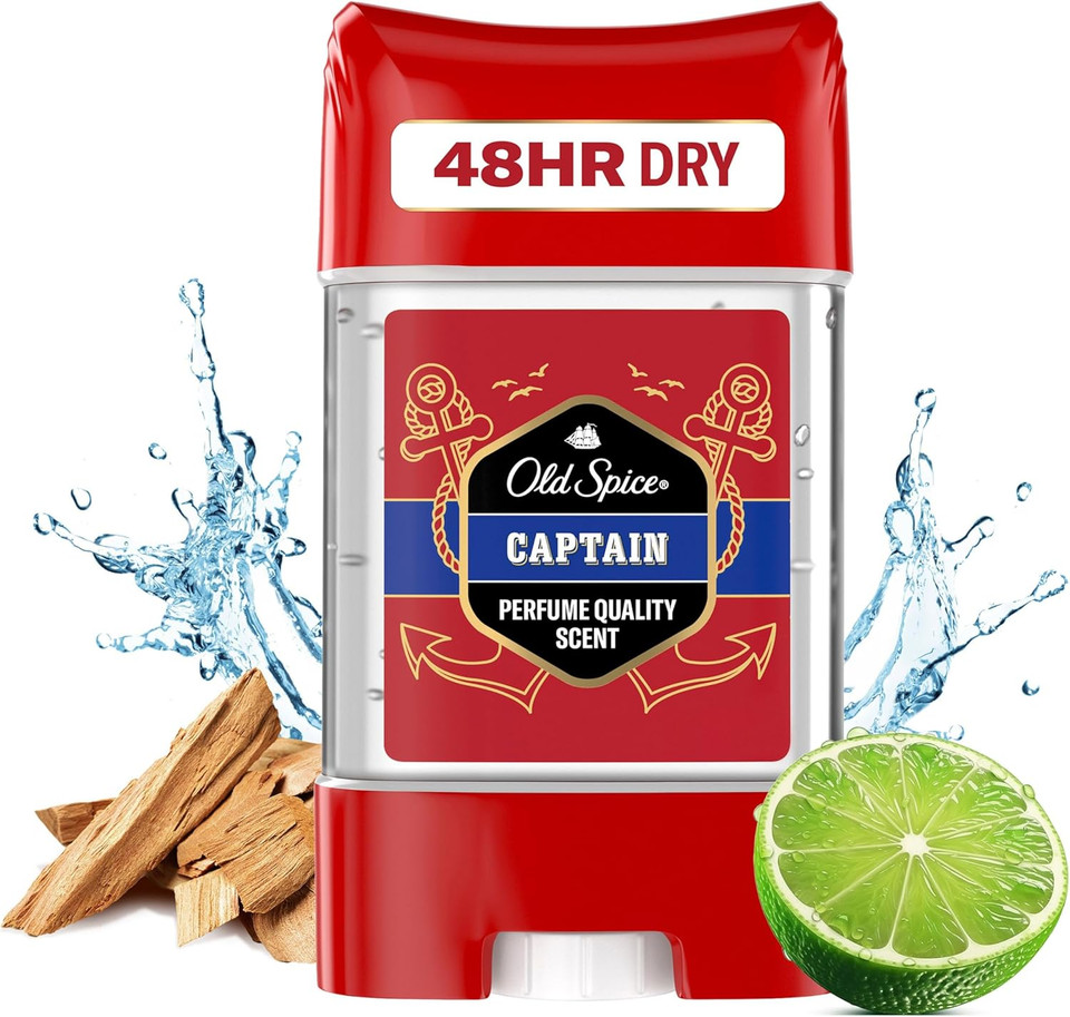 Old Spice Captain Antiperspirant Roll On Deodorant Clear Gel Stick for Men, Perfume Quality Scent & 48H Dry and Fresh, Anti-White Mark Technology, 70ml