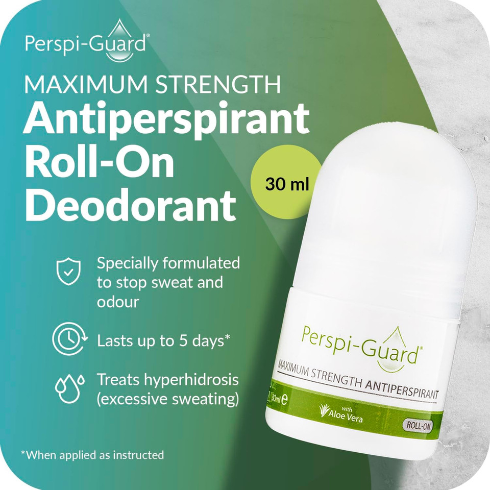 Perspi-Guard Maximum Strength Antiperspirant Roll-On, Strong Deodorant for Excessive Sweating & Hyperhidrosis Treatment, Lasts up to 5 Days - Unscented (30ml)