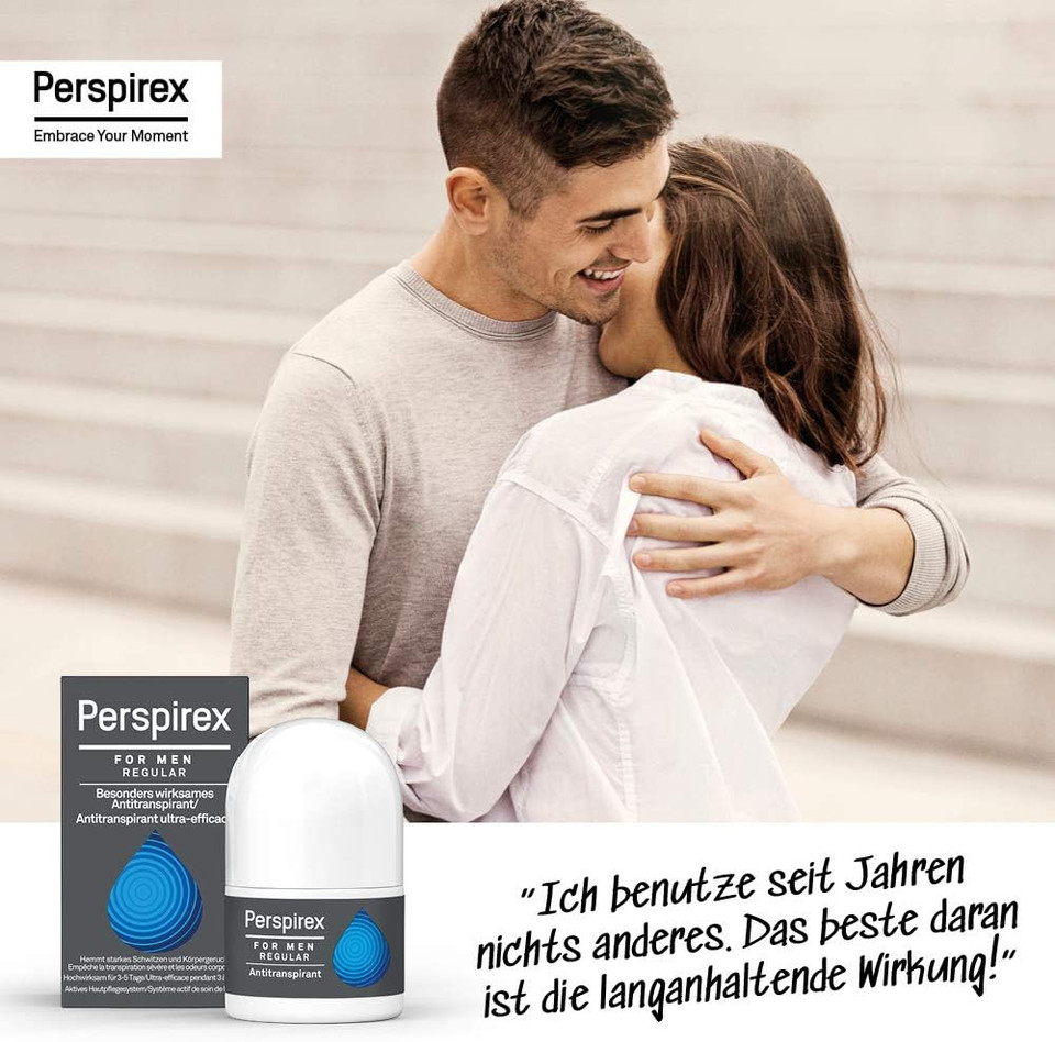 PERSPIREX Antiperspirant MEN'S MAXIMUM STRENGTH Clinically proven to reduce Heavy Sweating for MEN, Deodorant Roll On, up to 5 days long lasting freshness & sweat protection 20ml