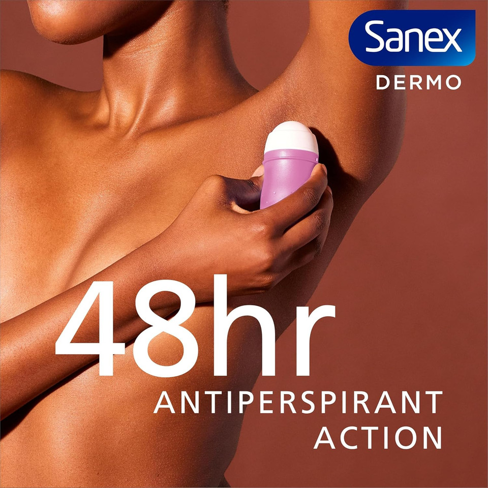 Sanex Dermo Invisible Roll-On Antiperspirant 6x50ml - antiperspirant deodorant - up to 48-hour sweat and odour protection - anti-stain protection - restores skins natural pH - dermatologically tested