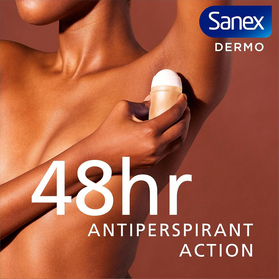 Sanex Dermo Invisible Roll-On Antiperspirant 6x50ml - antiperspirant deodorant - up to 48-hour sweat and odour protection - anti-stain protection - restores skins natural pH - dermatologically tested