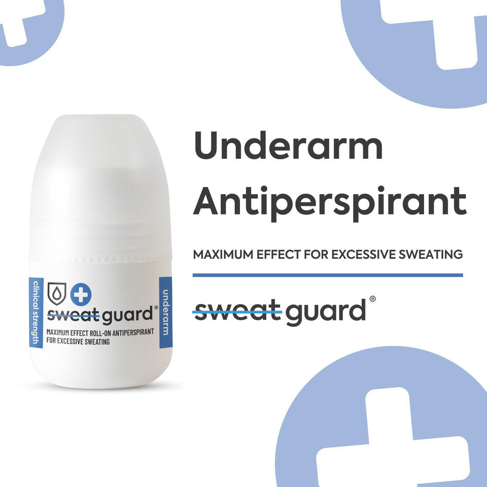 SWEAT GUARD® Underarm Antiperspirant - Roll On 50ml. Fragrance Free, Anti-Sweat Antiperspirant For Armpit - Controls Excessive Sweating & Odour. Maximum Effect Hyperhidrosis Treatment For Dry Armpits