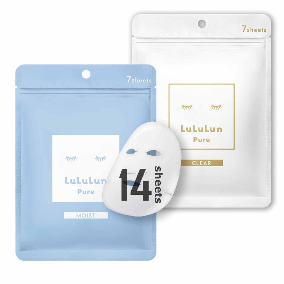 Lululun 14 Sheets Pure Series Combo, 7Sheets Pure Blue + 7Sheets Pure White