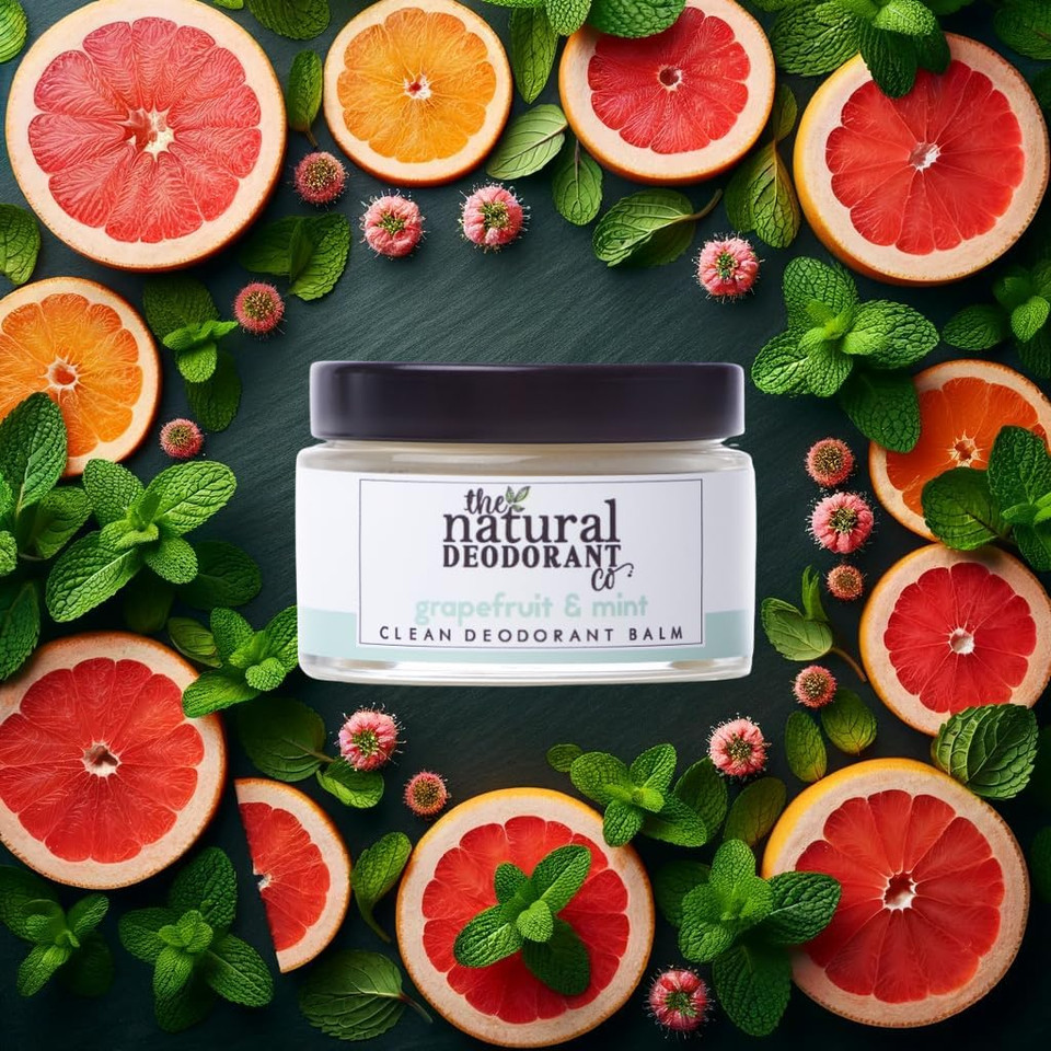 The Natural Deodorant Co, Clean Deodorant Balm Grapefruit & Mint 55g, Aluminium Free, Plastic Free, All Day Protection