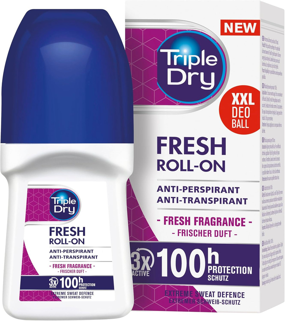 Triple Dry Original Anti-Perspirant Roll On 50ml | 72-Hour Protection Against Excessive Sweating| Fights Odour| Triple Active Formula | Fragrance-Free | Clinically Proven | Unisex