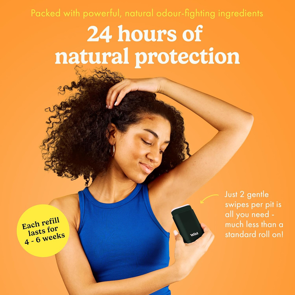 Wild - Mens Natural Refillable Deodorant Starter Kit - Black Case with Fresh Cotton & Sea Salt, Ocean Mist & Thunderstorm Scents - Long Lasting Protection - Aluminium Free - Vegan & Eco-Friendly