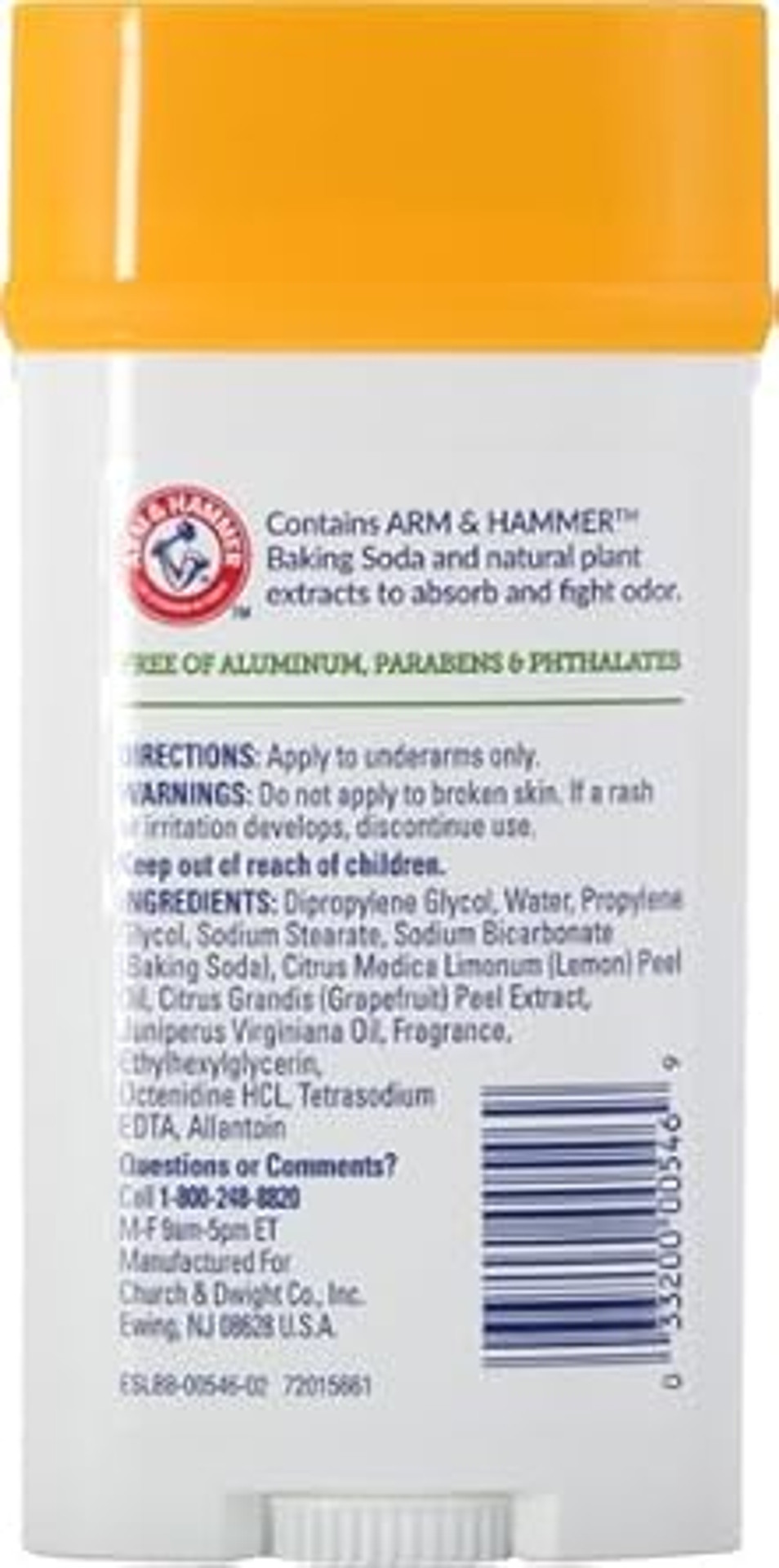 ARM & HAMMER Essentials Solid Deodorant, Clean, Wide Stick, 2.5 oz. (Pack of 3)