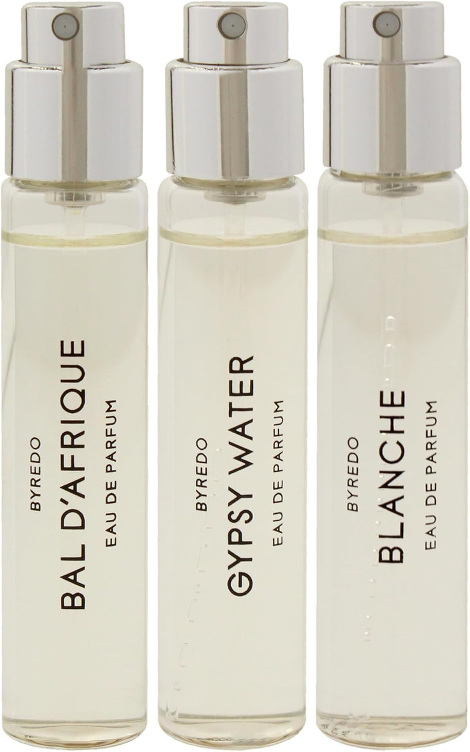 La Selection Nomade Set by Byredo for Unisex - 3 Pc Mini Gift Set 0.4oz Bal D Afrique EDP Spray, 0.4oz Blanche EDP Spray, 0.4oz Gypsy EDP Spray