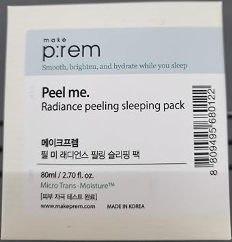 Makeprem Peel Me. Radiance Peeling Sleeping Pack 2.70 Fl. Oz. Overnight Facial Treatment - Hypoallergenic Pha, Peeling, Moisturizing. By Make P:Rem