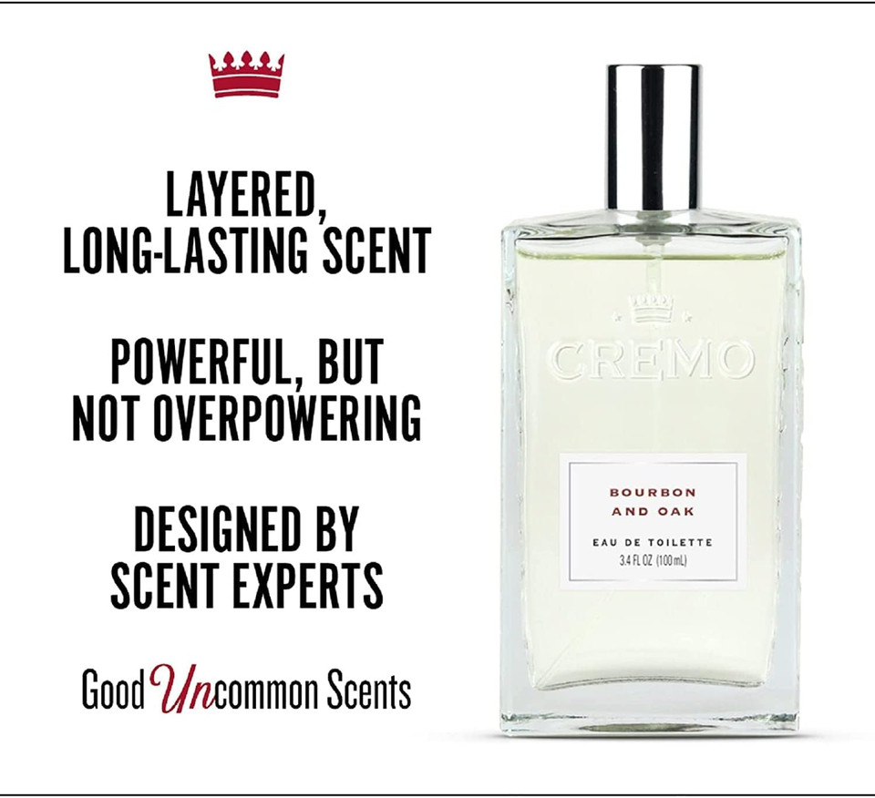 CREMO - Bourbon & Oak Eau de Toilette for Men - Spicy Fragrance - Spray 100ml - Gift for Men