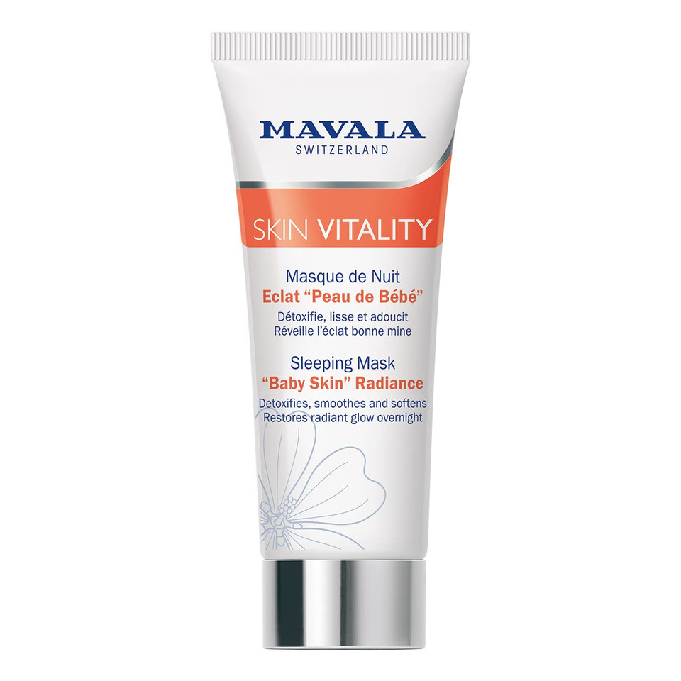 Mavala Skin Vitality Sleeping Mask "Baby Skin" Radiance | Baby Soft Skin | Overnight Sleep Mask | Apricot Oil | Detox Face For Smooth Skin | Vibrant Look By Morning, 65 Mlskin Vitality