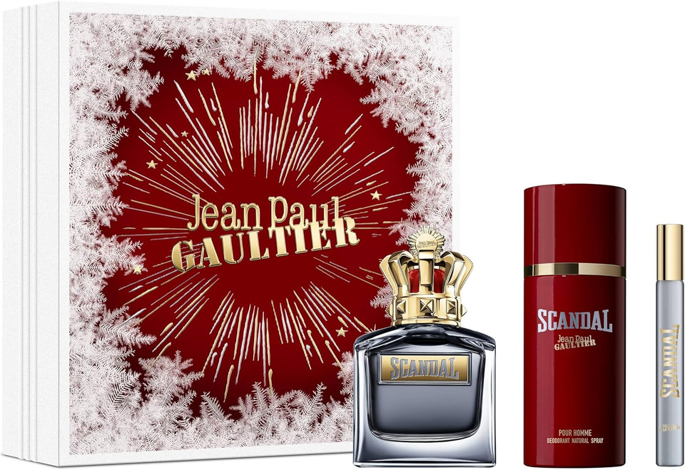 Jean Paul Gaultier Scandal Pour Homme Eau de Toilette 50ml Gift Set 2023 (Contains 50ml EDT, 150ml Deodorant Spray and 10ml Travel Spray)