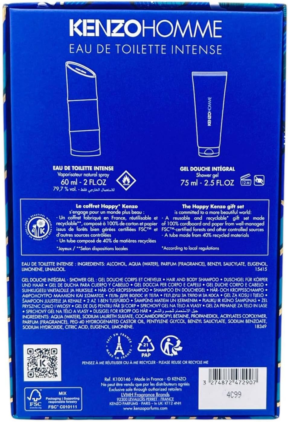 Kenzo Homme EDT Intense 60ML + SG 75ML