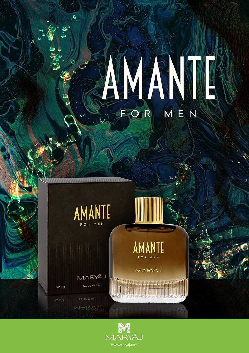 Amante 100ml by Maryaj Eau De Parfum - Refreshing Citrus Strong Woody Fragrance - Perfume for Men