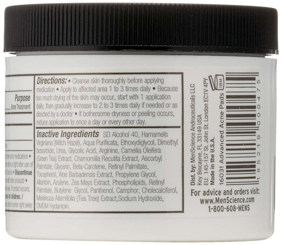 Menscience Androceuticals Advanced Acne Pads, 50 Pads
