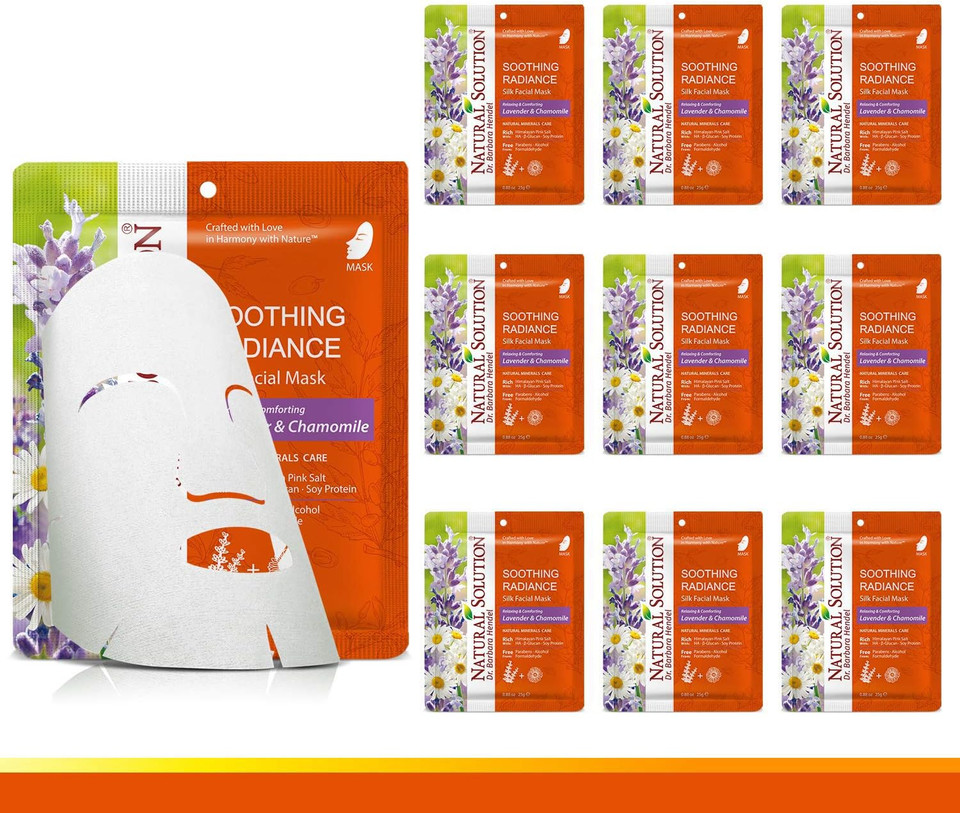 Natural Solution Soothing Radiance Silk Facial Mask With Lavender & Chamomile,Deep Pore Cleansing Face Mask,Instant Brightening And Hydrating - 10 Pk