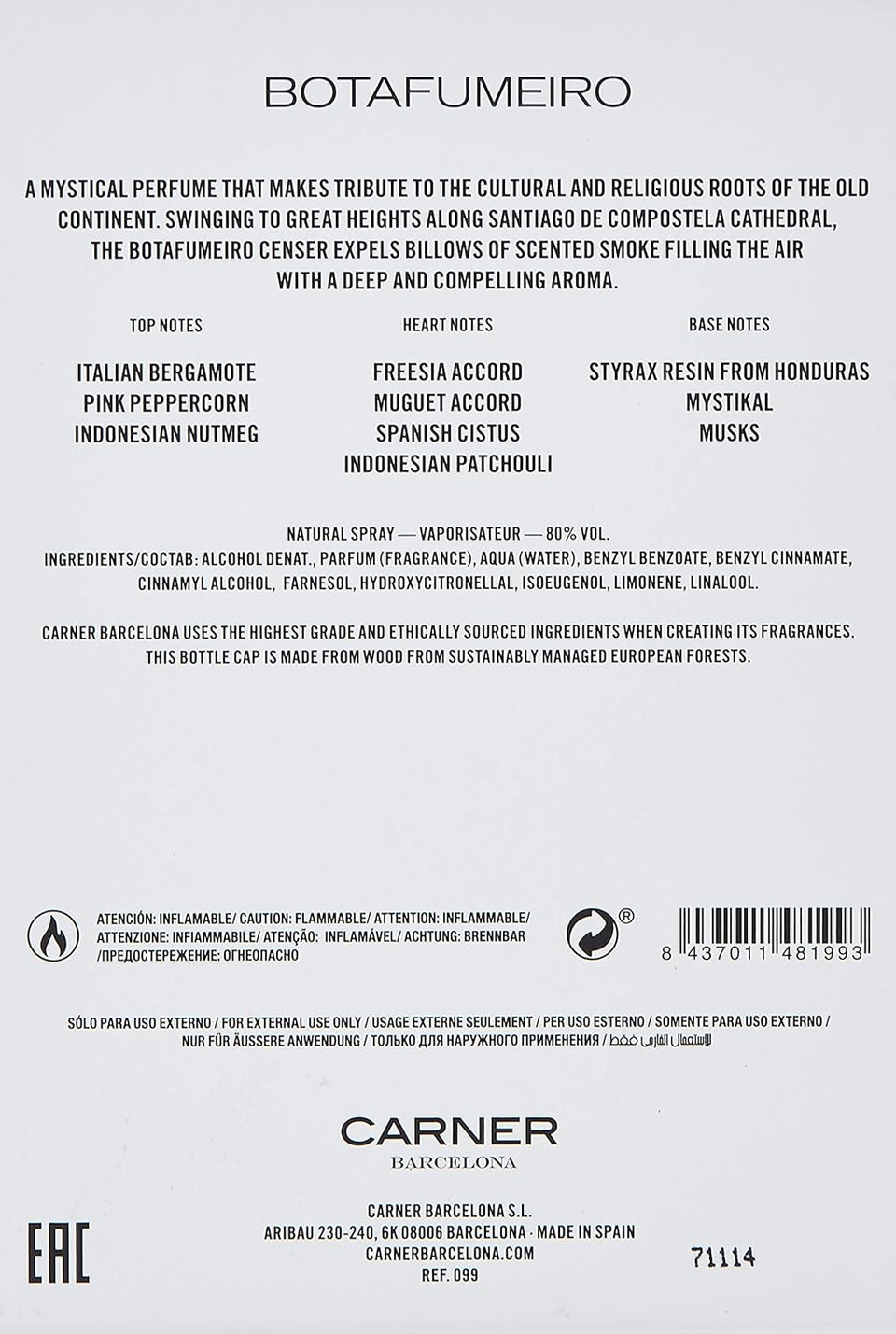 Carner Barcelona Oriental Collection Eau de Parfum, 50 ml