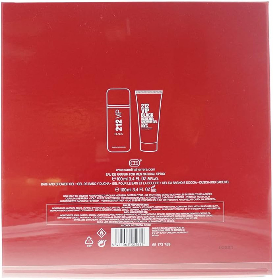 Carolina Herrera 212 Vip Black 2 Piece Gift Set: Eau De Parfum 100Ml - Shower Gel 100Ml