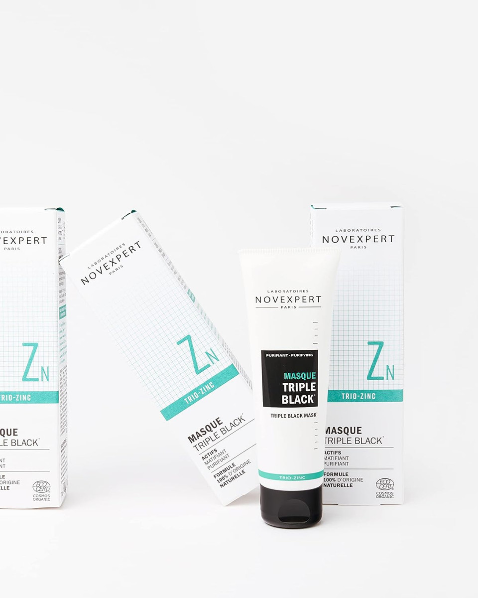 Novexpert Triple Black Mask - Mattifies, Purifies And Evens Skin With Fewer Impurities - Regulates Sebum Production - Hypoallergenic - Vegan - Combination To Oily Skin With Imperfections - 2.64 Oz