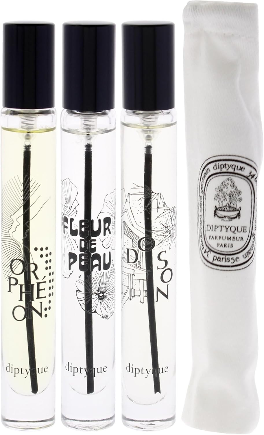 Discovery Mini Set by Diptyque for Unisex - 3 Pc Mini Gift Set 0.33oz Fleur de Peau EDP Spray, 0.33oz Do Son EDP Spray, 0.33oz Orpheon EDP Spray