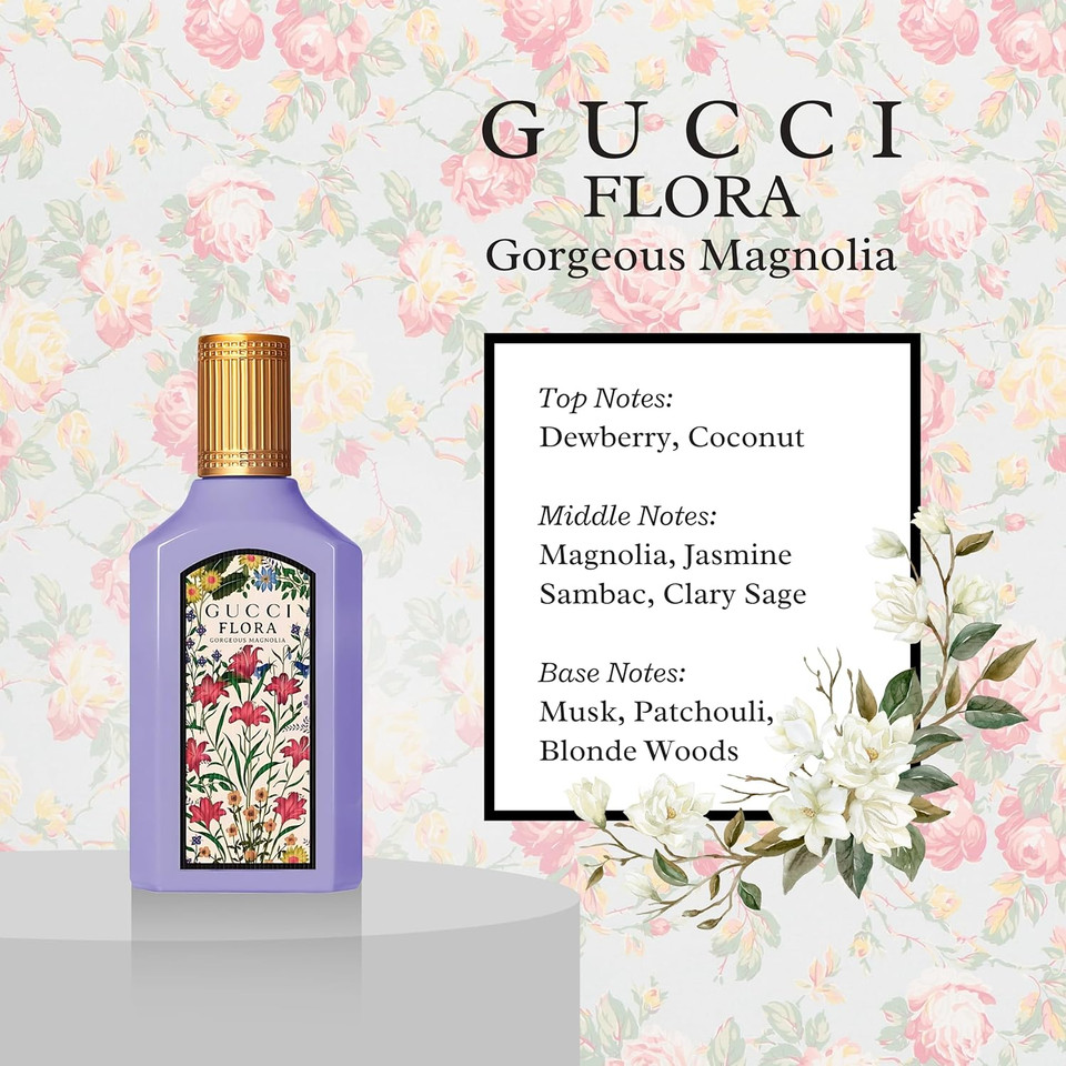 Gucci Flora Gorgeous 4 Piece Set for Women (Gardenia + Gardenia + Jasmine + Magnolia), 4×0.16 Ounce Parfum Spray