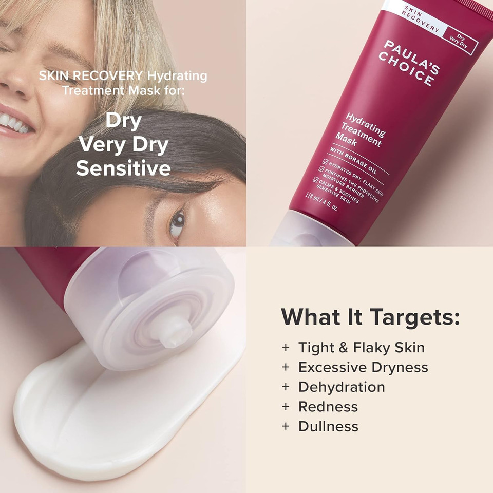 Paula'S Choice Skin Recovery Hydrating Treatment Facial Mask, 4 Ounce Bottle, For Extra Dry Skin