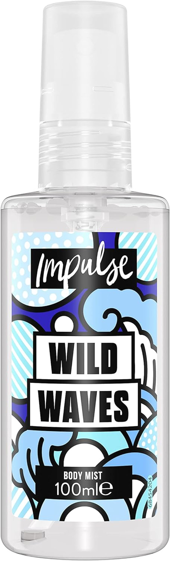 Impulse Wild Waves made with 100% PCR plastic Body Mist deodorant spray for a unique and fresh fragrance 6 x 100 ml