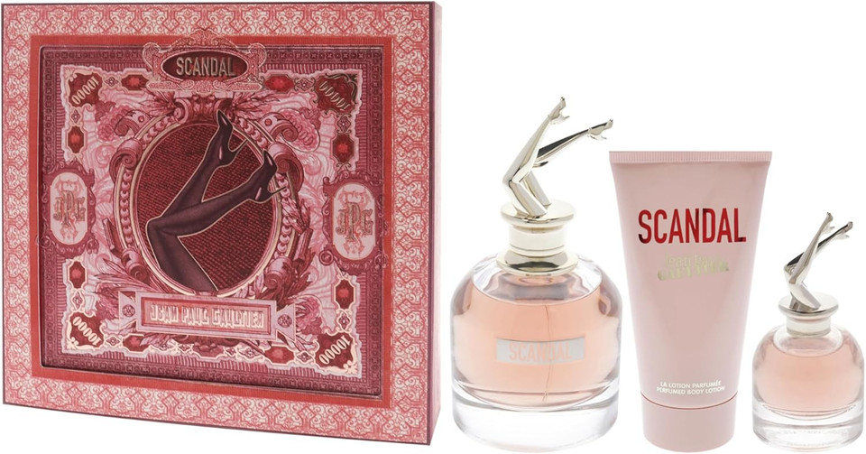 Scandal by Jean Paul Gaultier for Women - 3 Pc Gift Set 2.7oz EDP Spray, 0.20oz EDP Spray, 2.5oz Perfumed Body Lotion Scandal by Jean Paul Gaultier for Women - 3 Pc Gift Set 2.7oz EDP Spray, 0.20oz EDP Spray, 2.5oz Perfumed Body Lotion