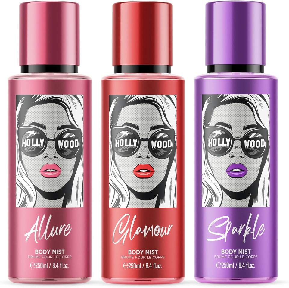 Hollywood - Body Mist Fragrance Spray - 3 Pack (Glamour, A-Lister, Dreamer) - 750ml