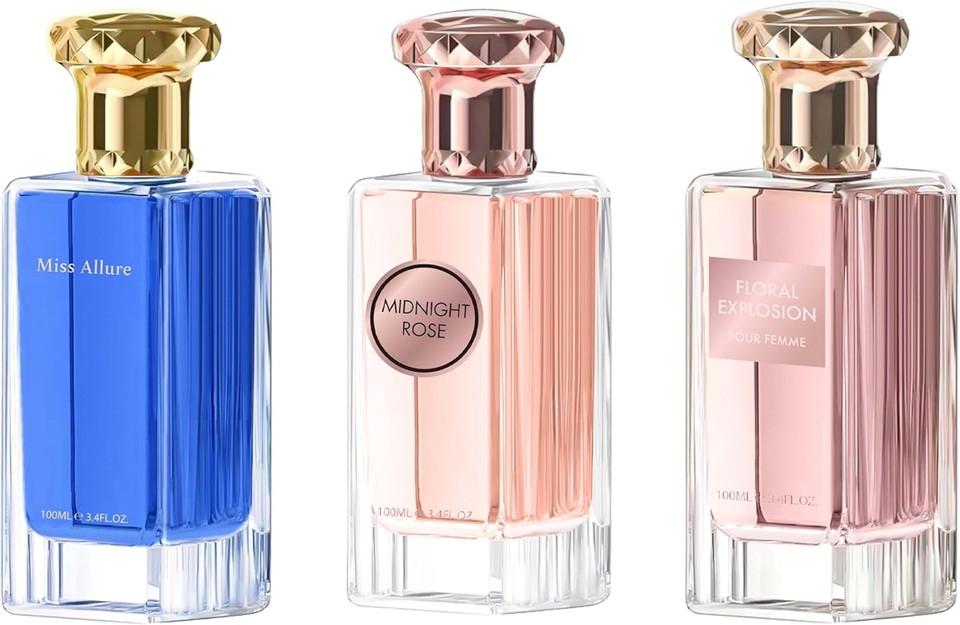 V.V Love For Women - Women's 100ml x 3 Fragrance for Her - Gift Set For Women - Midnight Rose, Floral Explosion, Miss Allure