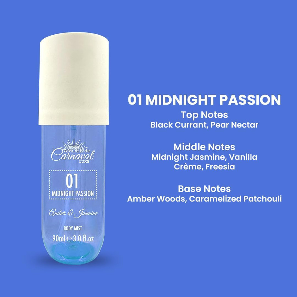 Brazilian Inspired Perfume, Body Spray Body Mist Fragrance Spray - Fresh and Floral Fragrance Perfume- 5 x 100ml (Golden Sun, Sugar Berry, Perfect Paradise, Tropical Bliss, Midnight Passion)