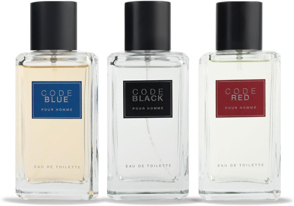 Laurelle Code Collection 3 Pack (Black, Blue & Red) - 3 x 100ml - Distinct Fragrances For Men - Inspired by Designer Fragrances - By Laurelle London